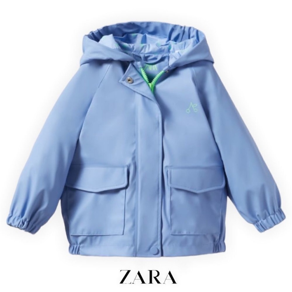 Zara Blue  Raincoat Hooded for girls